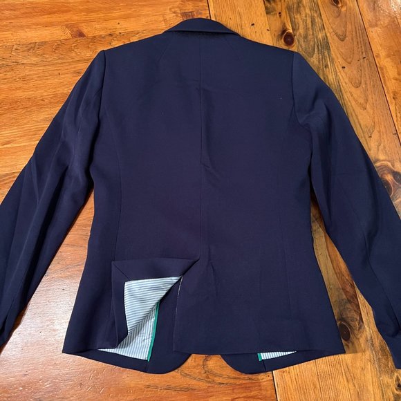 J. Crew Women’s Navy Schoolboy Wool Spandex Blazer Jacket with Gold Buttons 00 - Picture 8 of 8